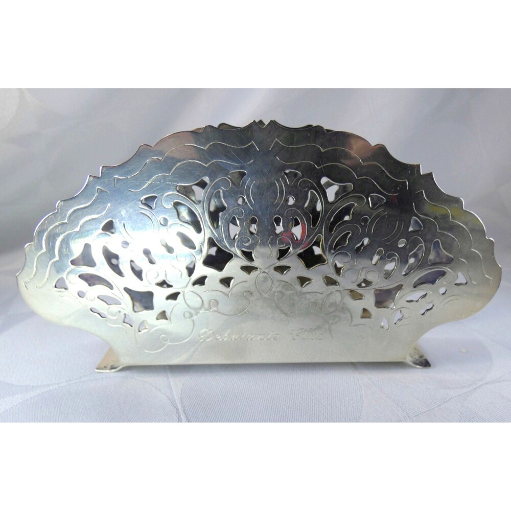 VTG Silver Plated Napkin Holder  Debutante Club 12-21-1967  Italy